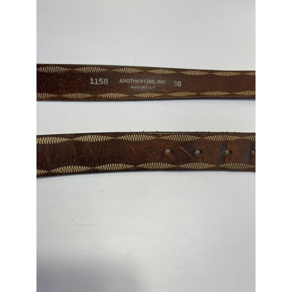 Another Line Inc Vintage Whip Stitch Thick Leather Belt Mens 38” - Picture 7 of 10